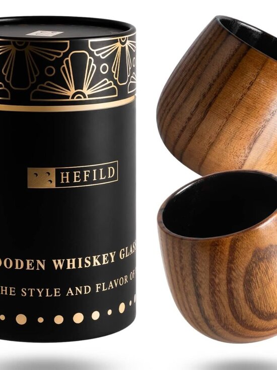Other - 2 PCS Wooden Whiskey Glasses